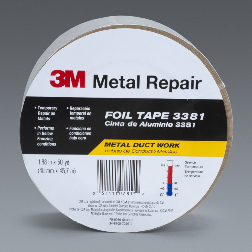 3M Aluminum Foil Tape 3381 Silver 1.88″ × 50 yd 2.8 mil