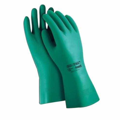 AlphaTec SolVex 117209 37-165 Chemical-Resistant Gloves, SZ 9, Nitrile, Green, Unlined Lining, 15 in L, Resists: Abrasion, Chemical, Puncture and Snag, Unsupported Support, Straight Cuff, 22 mil THK